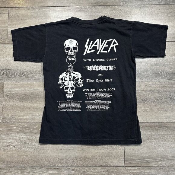 Y2K SLAYER T Shirt M Tour 2007 Winter Tour T Shirt Black - Picture 2 of 6